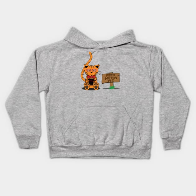 Feed Meow Plz, Funny Orange Tabby Cat Kids Hoodie by emojiawesome